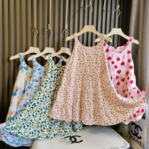 Girl Cotton Silk Dress 2023 Summer New Ocean Air Crummy Princess Dresses Princess Dresses Baby Thin-cotton Cotton Skirt