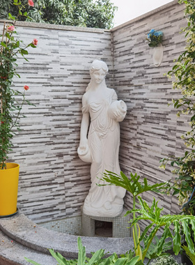欧式仕女双罐流水装饰雕塑