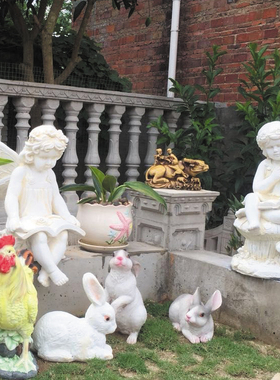 欧式复古天使雕塑花园摆件