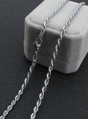 不褪色男士中长款麻花编织龙骨链