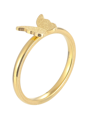 新泱女性钛钢时尚百搭蝴蝶戒指