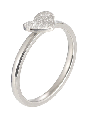 新泱女性钛钢个性珍珠砂戒指