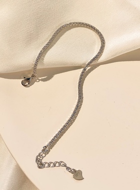 百搭小众白色圆锆网球手链韩系