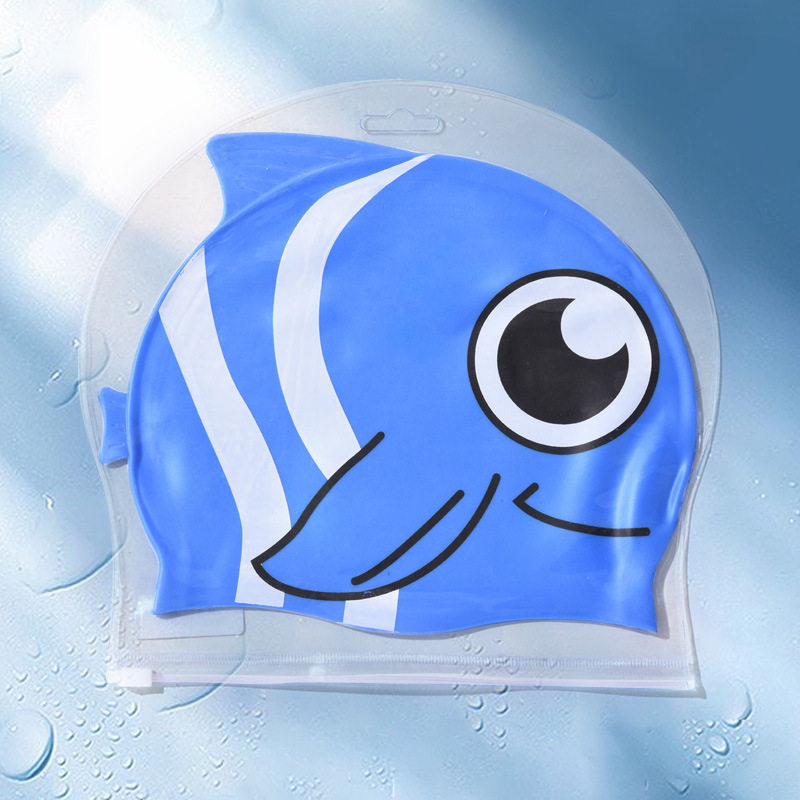 儿童泳帽男女童印花可爱卡通金鱼专业硅胶长发防水不勒头高弹,淘宝优惠券,粉丝福利购,淘宝优惠卷
