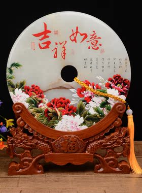 婚庆商务风领导玉石平安扣摆件