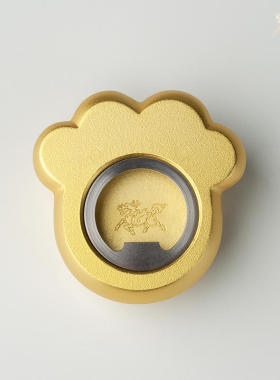 铜师傅真金鎏镀铜开瓶器金猫抓财