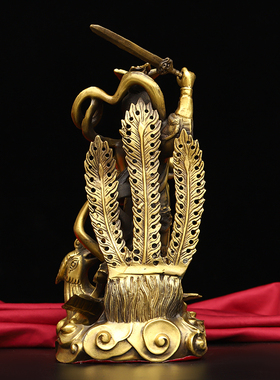 纯铜凤凰九天玄女铜女娲补天摆件无极元君圣母娘娘摆件