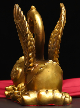 纯铜白天鹅心形鹅摆件