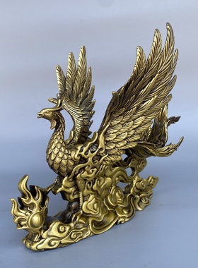 纯铜凤凰摆件四灵之朱雀黄铜