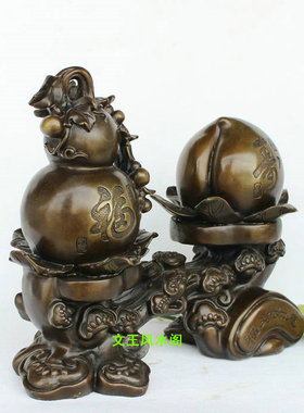 如意纯铜葫芦福寿摆件高档工艺品