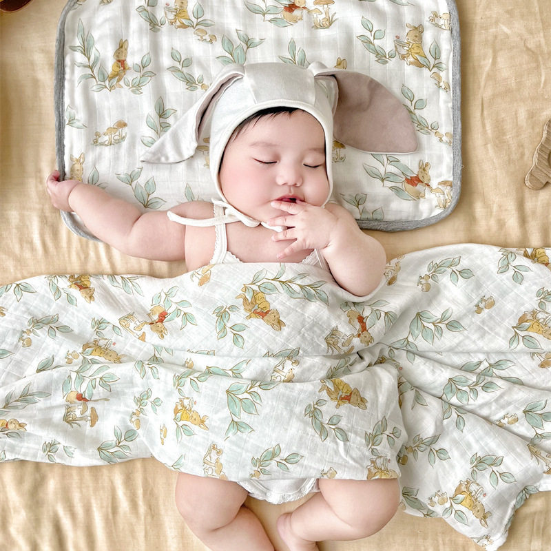 夏季薄muslin竹棉双层纱布包巾婴儿抱被襁褓巾宝宝空调盖毯浴巾,淘宝优惠券,粉丝福利购,淘宝优惠卷
