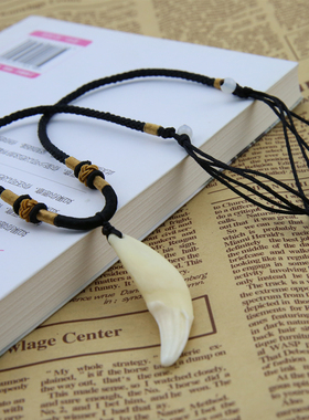 黑狗牙项链男士狼牙造型挂坠简约情侣时尚狗牙饰品网红同款女吊坠