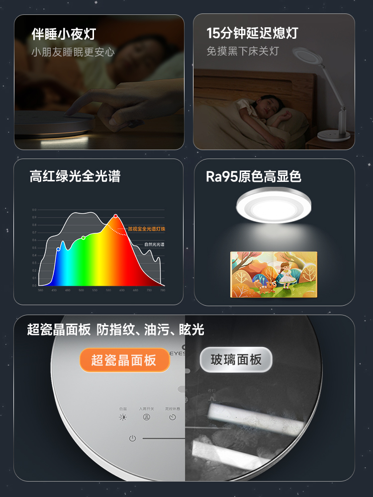 孩视宝AA级智能LED台灯书桌学生儿童学习阅读宿舍护眼灯OH13D-D-1 - 图1