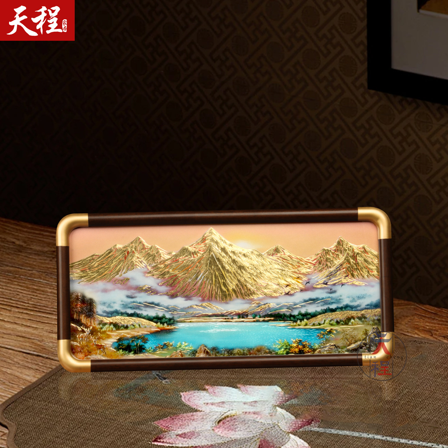 铜雕相框摆台日照金山非遗手工艺铜板画办公室客厅桌面摆件送礼品,淘宝优惠券,粉丝福利购,淘宝优惠卷