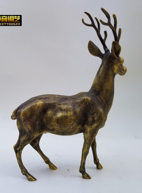 铜器铜梅花鹿创意工艺品家用玄关酒柜摆件定做