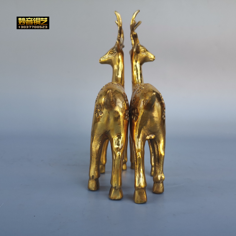 铜鹿鹿铜梅花鹿一路发一对铜鹿家用饰品摆件定做铜雕塑 - 图1