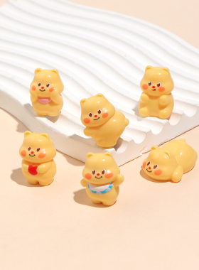卡通可爱黄油小熊立体树脂小配件手工diy电脑桌面车载装饰品材料
