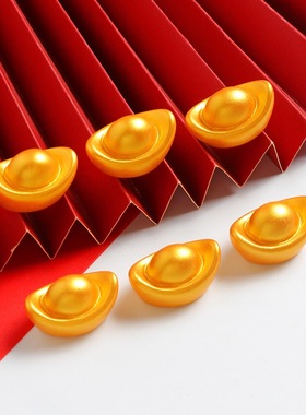 新年金色大号立体元宝国潮树脂小摆件创意聚宝盆桌面装饰品小摆件