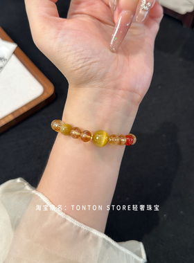 招财富贵转黄水晶手串女黄色
