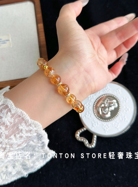 天然黄水晶手链正品巴西黄色