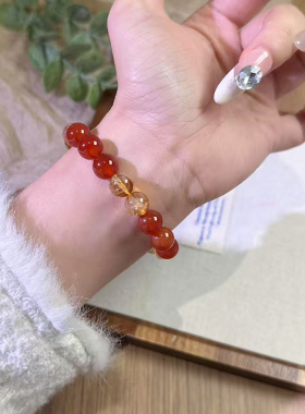 天然黄水晶手链女招财转运旺事业