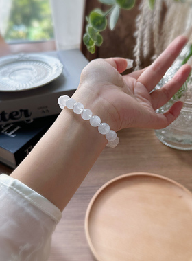 白色白水晶白幽灵手链女