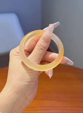 天然高冰黄高冰玛瑙手镯女