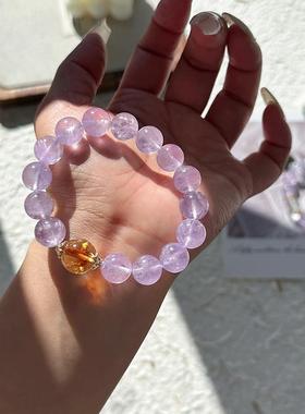 上岸天然薰衣草紫水晶手链女