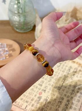 暴富纯天然黄塔晶手链女招财转运旺事业虎眼石轻奢小众黄水晶手串
