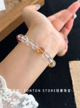 纯天然白水晶手串女黄水晶手链