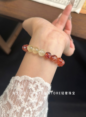原创设计无加色天然红胶花手链