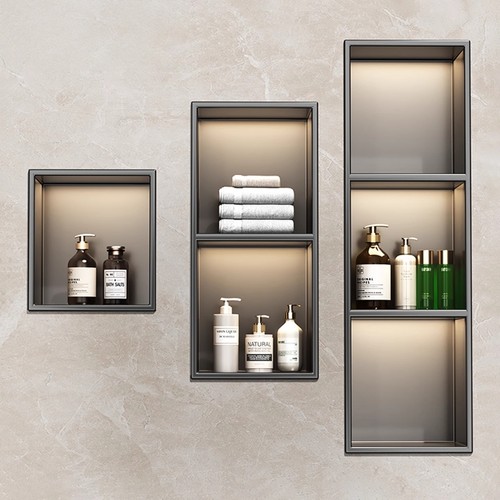 不锈钢壁龛柜卫生间嵌入式浴室壁龛隔板定制金属淋浴房成品置物架 - 图3