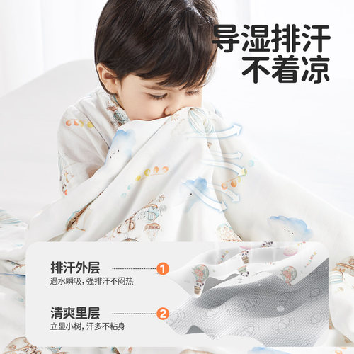 良良婴儿纱布睡袋春夏薄款宝宝防踢被中大童竹棉睡袋婴儿分腿睡袋 - 图0