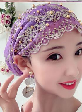 春秋季套头休闲新款纱巾帽子时尚回族女头巾盖头回民包头帽遮发帽