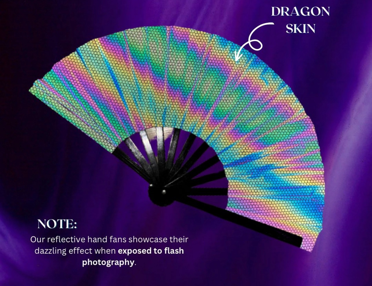 网红ins电音节酒吧蹦迪反光扇折扇Flash Reflective Hand Fan - 图1