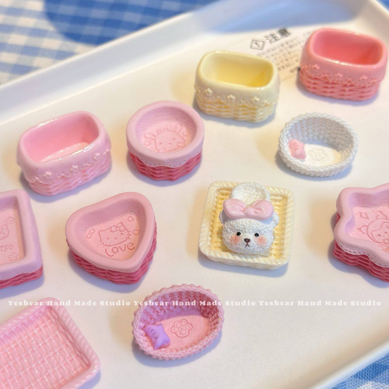 大熊手作 迷你微缩竹筐篮子纸箱面包盘过家家DIY捏捏树脂配件装饰,淘宝优惠券,粉丝福利购,淘宝优惠卷