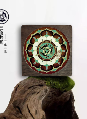 三兔共耳杯垫-敦煌藻井纹样茶杯垫DIY掐丝珐琅材料包景泰蓝非遗