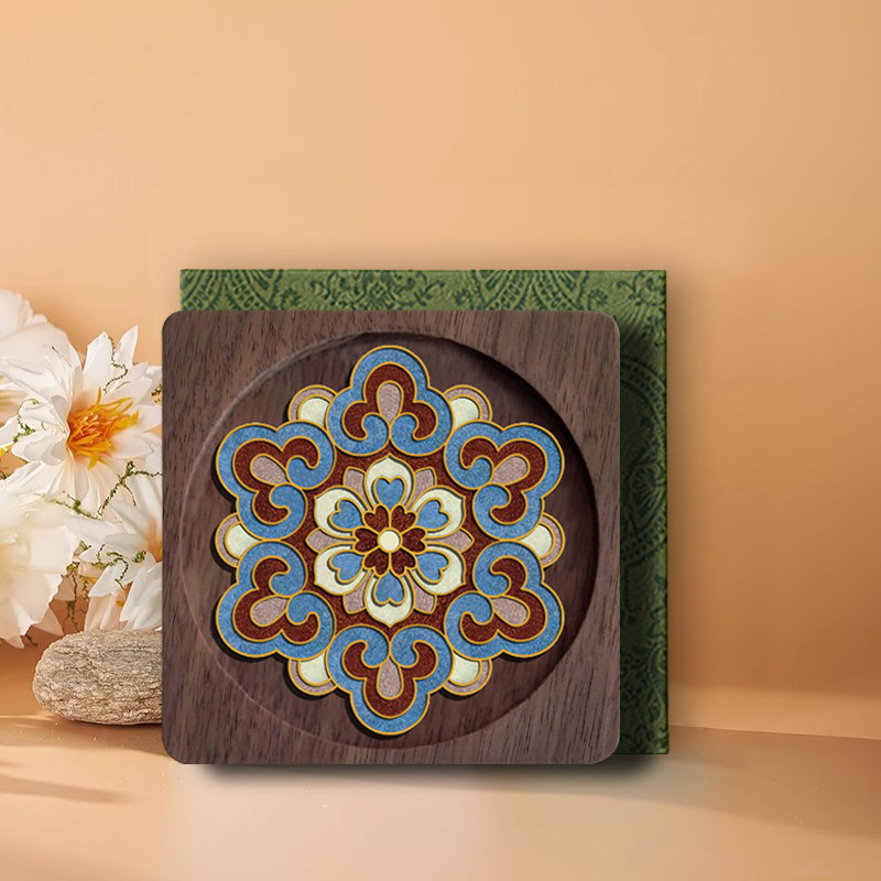 敦煌繁花杯垫-敦煌藻井纹样茶杯垫DIY掐丝珐琅材料包景泰蓝非遗,淘宝优惠券,粉丝福利购,淘宝优惠卷