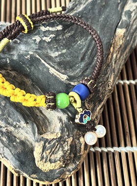 天然淡水珍珠手链女款手工编织手绳DIY小众设计感高级闺蜜礼物