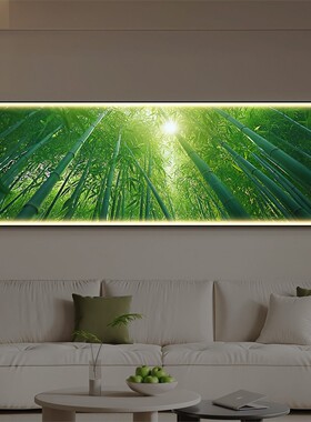 节节高升客厅装饰画带灯发光酒店会所别墅挂画竹子餐厅卧室壁画