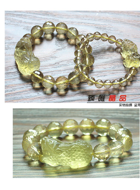 臻唯天然宝石刻面手链黄水晶貔貅