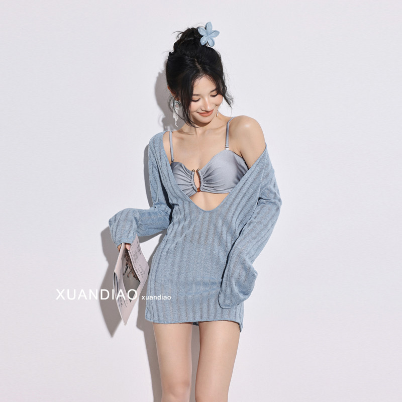 【海盐漫卷】针织开衫女温泉新款空调衫外搭罩衫比基尼平角泳衣,淘宝优惠券,粉丝福利购,淘宝优惠卷