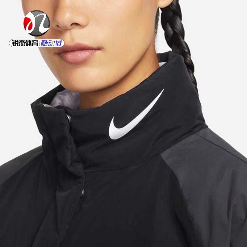 耐克Nike 女子运动休闲保暖防风宽松立领棉服夹克外套DQ6851-010 - 图1