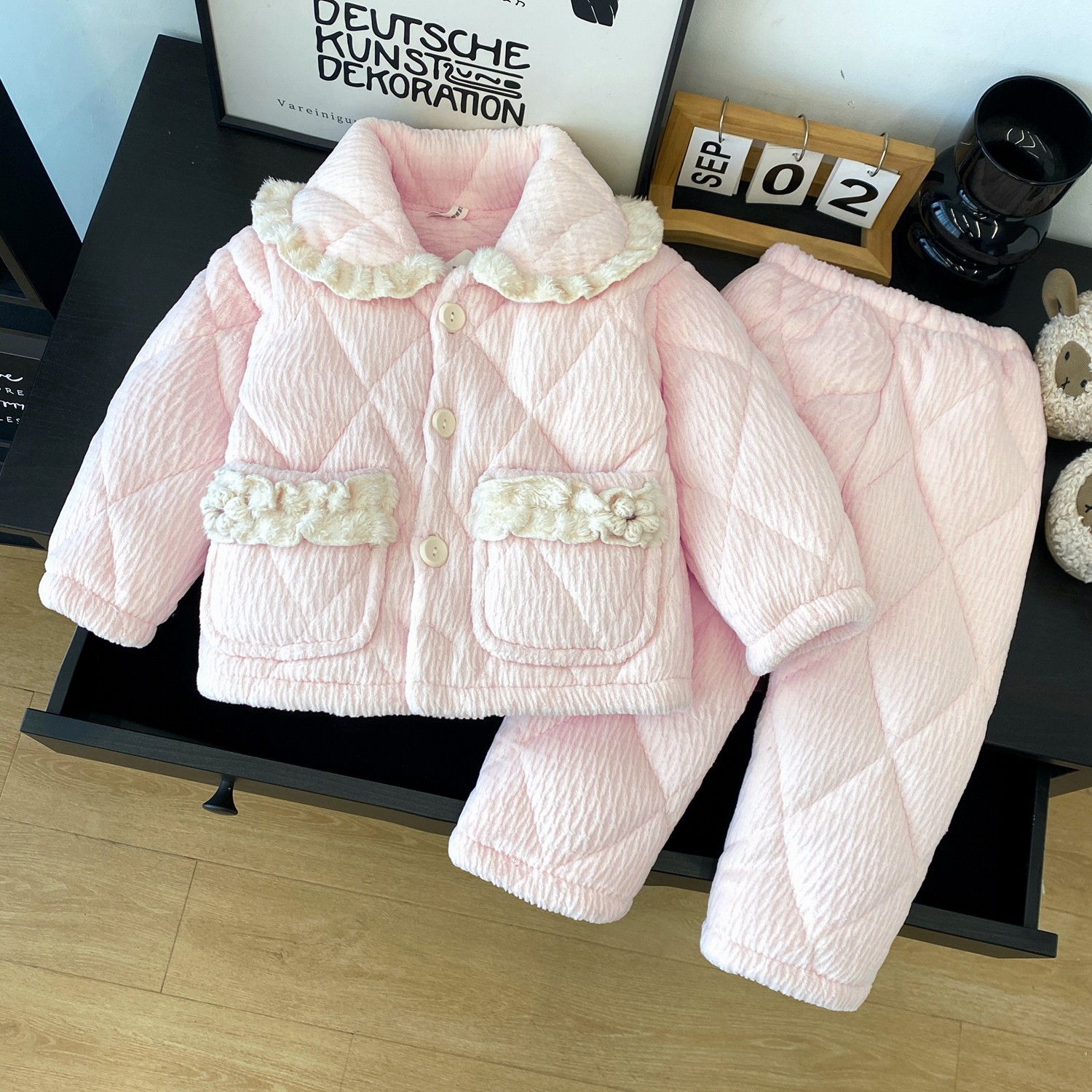 儿童睡衣冬季三层加厚夹棉法兰绒家居服套装女童可爱公主风可外穿,淘宝优惠券,粉丝福利购,淘宝优惠卷