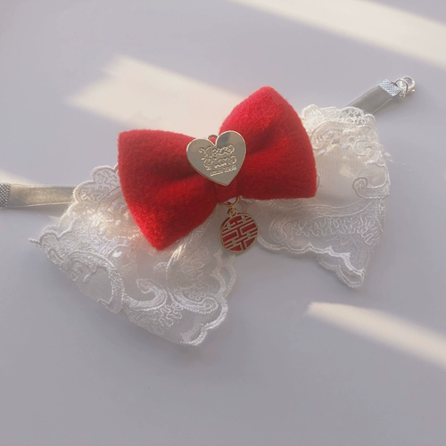 Красный бесшумный колокольчик ручной работы с бантиком, чокер, милая галстук-бабочка, кот