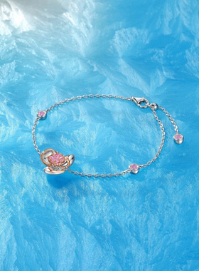 Witther原创设计925银粉钻花瓣手链轻奢高级感可调节粉色手饰小众