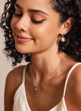 SOLDEVERANO蕃秀西班牙小众设计天然绿松石项链简约复古锁骨链女