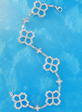 Witther原创满钻镂空四叶草五花手链925银百搭花朵手饰女小众高级