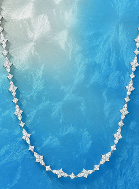 Witther小众设计四叶草满钻项链高级感奢华时尚重工925纯银锁骨链