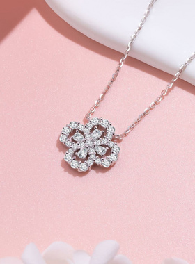 Witther原创设计四叶草白金满钻锁骨链高级感项链小众精致颈链女